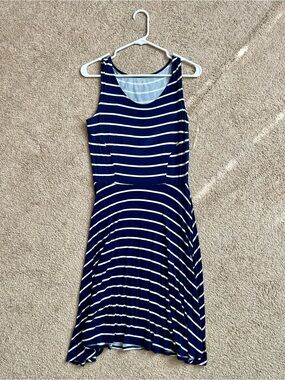 Women's Navy and White Stripe Fit-and-Flare Sundress
